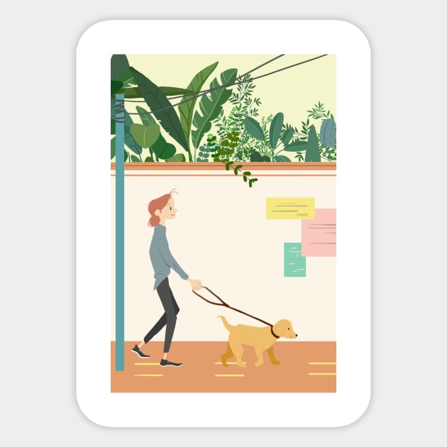 Girl Playing Dog Sticker by MariaStore